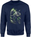 Motocyklista z zielonym ogniem Męska bluza 