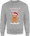 Wesołych Świąt – piernikowy ludzik w czapce Mikołaja Męska bluza 