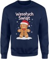 Wesołych Świąt – piernikowy ludzik w czapce Mikołaja Męska bluza 