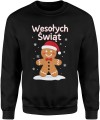 Wesołych Świąt – piernikowy ludzik w czapce Mikołaja Męska bluza  