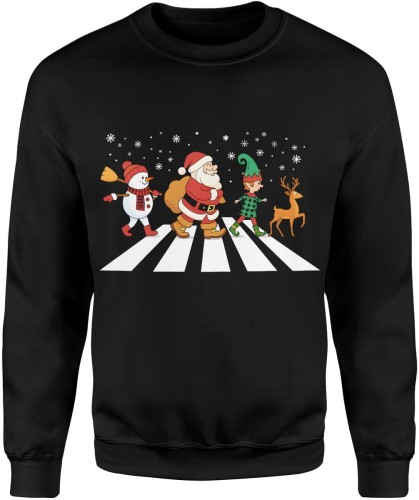 Mikołaj na przejściu – świąteczna parodia z elfem, reniferem i bałwanem Męska bluza  