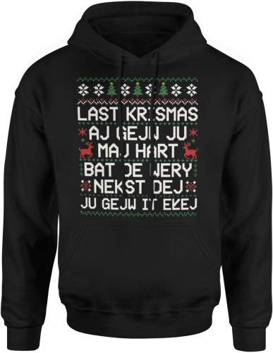 Last Krismas Maj Hart – zabawny świąteczny motyw muzyczny Męska bluza z kapturem  