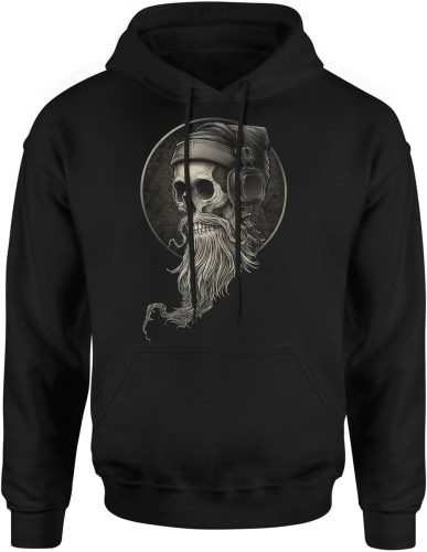 Czaszka z brodą i słuchawkami muzyczny motyw Męska bluza z kapturem  