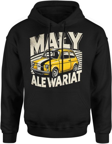 Mały ale wariat – retro samochód klasyk Fiat Męska bluza z kapturem  