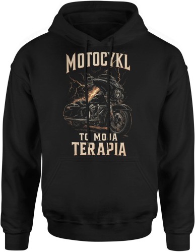 Motocykl to moja terapia – pasja, wolność i adrenalina na dwóch kołach Męska bluza z kapturem  