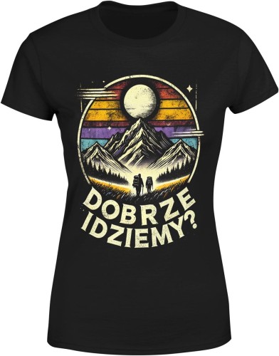 Dob­rze idziemy zachód słońca podróże przygoda Damska koszulka color:#000000