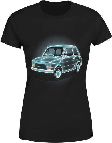 Klasyczny maluch – retro auto PRL dla fanów motoryzacji i polskiej klasyki Damska koszulka color:#000000