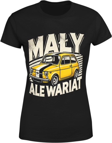 Mały ale wariat – retro samochód klasyk Fiat Damska koszulka color:#000000