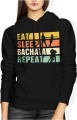 Eat sleep bachata repeat taniec latynoski Damska bluza z kapturem 