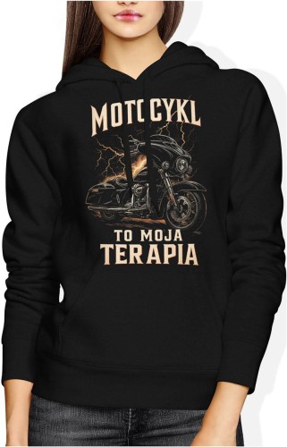 Motocykl to moja terapia – pasja, wolność i adrenalina na dwóch kołach Damska bluza z kapturem color:#000000