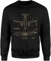 Samolot schemat techniczny lotnictwo inżynieria dla pilota fana lotnictwa Męska bluza     