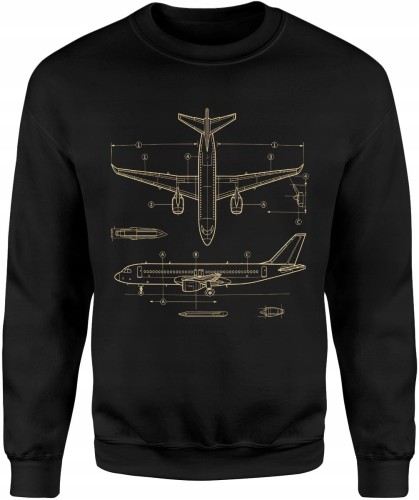 Samolot schemat techniczny lotnictwo inżynieria dla pilota fana lotnictwa Męska bluza     
