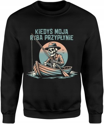 Wędkarz szkielet humor czarny dystans łowienie ryb Męska bluza