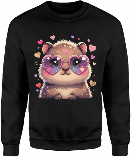 Słodka kabibara serca miłość kawaii uroczy styl Męska bluza   