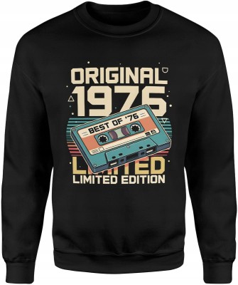 Rocznik 1976 kaseta magnetofonowa retro muzyka limitowany styl Męska bluza