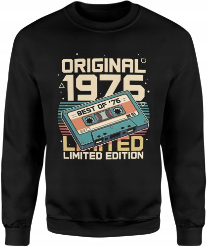 Rocznik 1976 kaseta magnetofonowa retro muzyka limitowany styl Męska bluza 