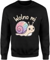 Wolno mi ślimak slow life dystans spokój humor uroczy Męska bluza     