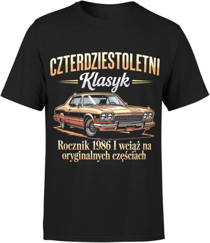 Czterdziestoletni klasyk rocznik 1986 legenda styl retro motoryzacja Męska koszulka 