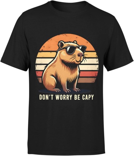 Kapibara dont worry be capy luz dystans humor chill vibe Męska koszulka 