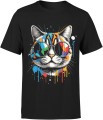 Kot w okularach art kolorowy street styl nowoczesna grafika zwierzęca Męska koszulka 