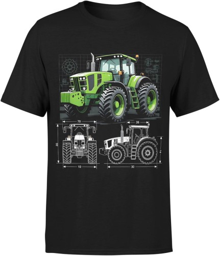 Traktor rolniczy schemat techniczny precyzja maszyny rolnictwo Męska koszulka 
