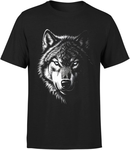 Wilk alfa nocny drapieżnik dzika natura siła charakteru leśny wojownik mocy Męska koszulka 