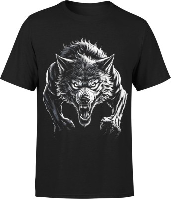 Atakujący wilk drapieżna siła dominacja instynkt bestii dzika wilkołak Męska koszulka