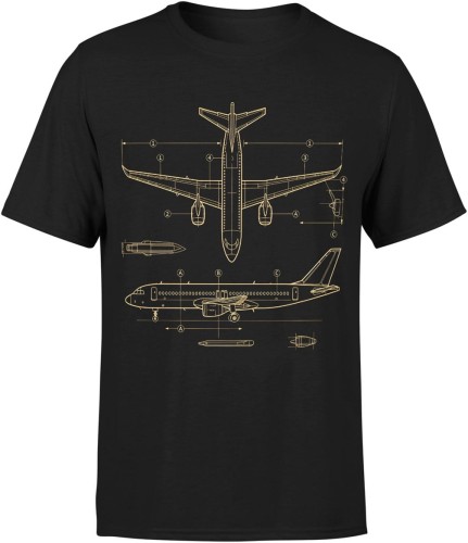 Samolot schemat techniczny lotnictwo inżynieria dla pilota fana lotnictwa Męska koszulka 