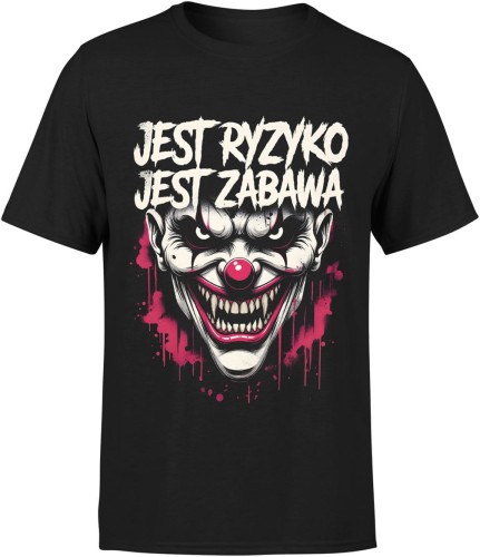 Mroczny klaun ryzyko zabawa horror styl graficzny Męska koszulka 