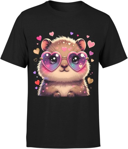 Słodka kabibara serca miłość kawaii uroczy styl Męska koszulka 