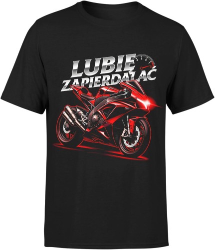 Lubię zapierdalać sportowy motocykl adrenalina prędkość pasja jazdy Męska koszulka 