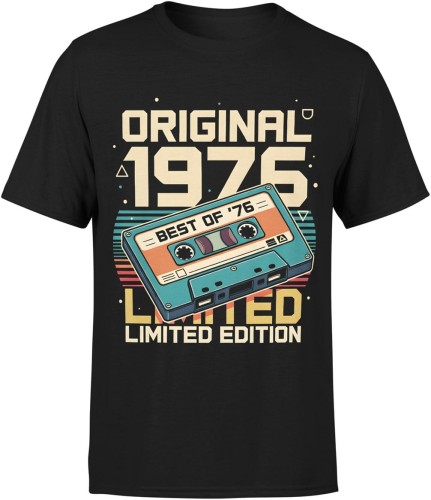 Rocznik 1976 kaseta magnetofonowa retro muzyka limitowany styl Męska koszulka 