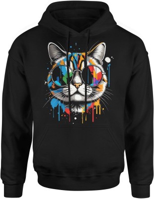 Kot w okularach art kolorowy street styl nowoczesna grafika zwierzęca Męska bluza z kapturem