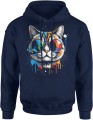 Kot w okularach art kolorowy street styl nowoczesna grafika zwierzęca Męska bluza z kapturem 