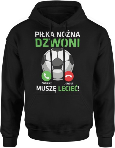 Piłka nożna dzwoni mecz futbol pasja kibic kibicowska Męska bluza z kapturem   