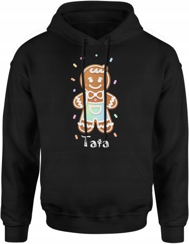 Tata piernikowy styl rodzinny słodki motyw świąteczny uroczy design Męska bluza z kapturem   