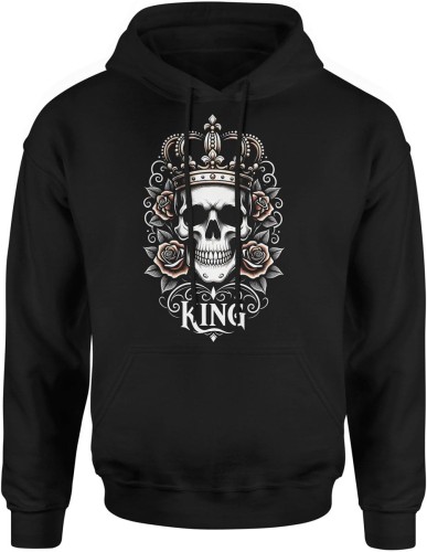 King czaszka korona siła władza styl mroczny luksus Męska bluza z kapturem   