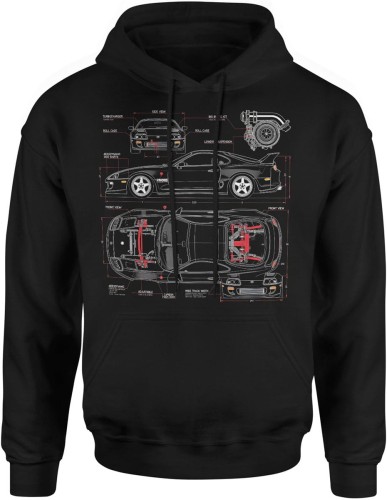 Schemat techniczny legenda 2jz jdm precyzja Męska bluza z kapturem   