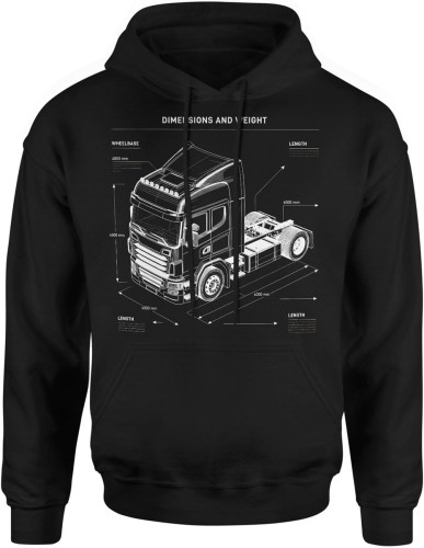 Ciężarówka schemat techniczny transport precyzja inżynieria Męska bluza z kapturem  