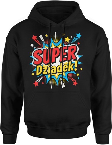 Super dziadek bohater rodziny energia styl komiksowy Męska bluza z kapturem  