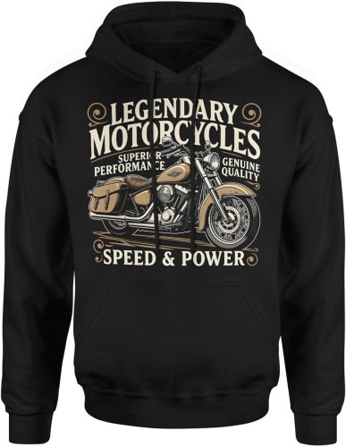 Legendary motorcycles speed power klasyczny motocykl wolność Męska bluza z kapturem   