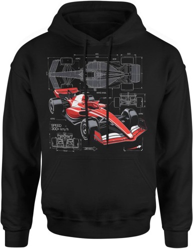 Bolid wyścigowy projekt techniczny motorsport aerodynamika prędkość tor Męska bluza z kapturem 