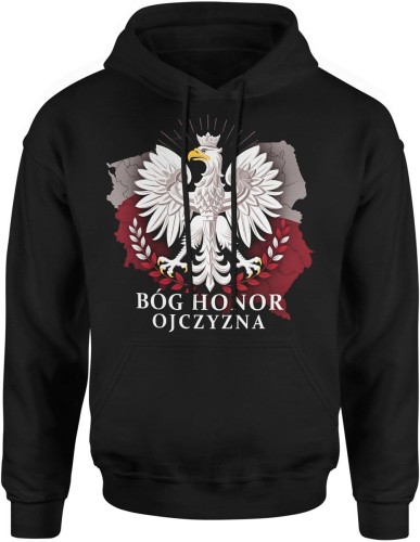 Orzeł biały bóg honor ojczyzna patriotyzm symbol narodowy Męska bluza z kapturem   