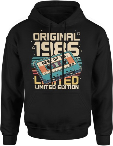 Rocznik 1986 kaseta magnetofonowa retro muzyka limitowany styl Męska bluza z kapturem   