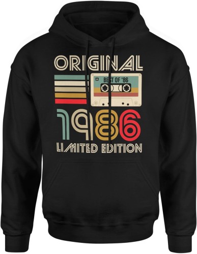 Original 1986 Limited Edition Kaseta Vintage Męska bluza z kapturem   