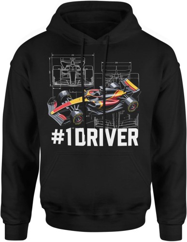 Bolid wyścigowy Formuła 1 #1 Driver motorsport szybkość adrenalina racing Męska bluza z kapturem   