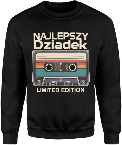 Najlepszy dziadek kaseta retro limitowana edycja styl klasyczny Męska bluza  