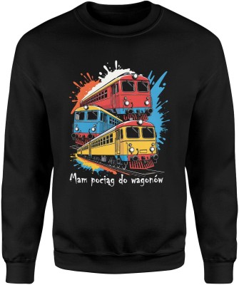 Mam pociąg do wagonów kolejowa pasja lokomotywy tory dla kolejrza maszynisty Męska bluza