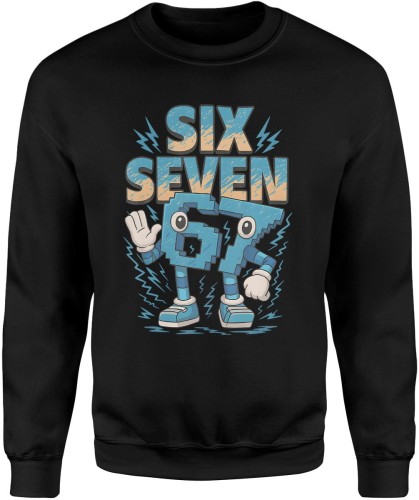 Six seven 67 kreskówka 6 7 mem tiktok Męska bluza     
