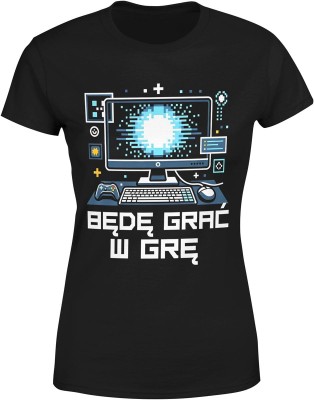Będę grał w grę gaming komputer pad konsola tryb offline Damska koszulka